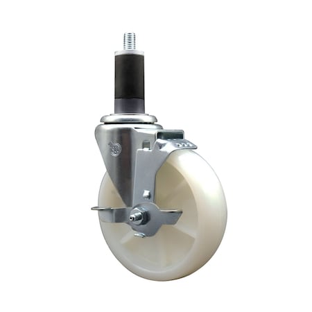 Service Caster 5'' SS Nylon Swivel 1-1/4'' Expanding Stem Caster with Brake SCC-SSEX20S514-NYS-TLB-114